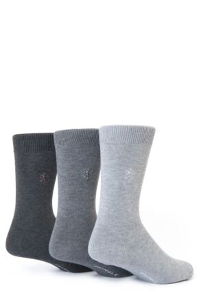 Mens 3 Pair Pringle of Scotland Classic Bamboo Plain Socks Charcoal