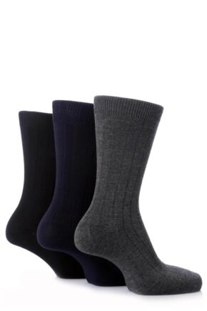 Mens 3 Pair Pringle Of Scotland Classic Bamboo Rib Socks