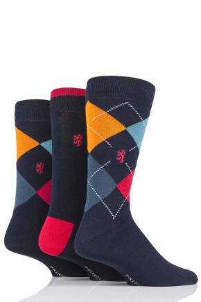 Mens 3 Pair Pringle Classic Bamboo Argyle Socks