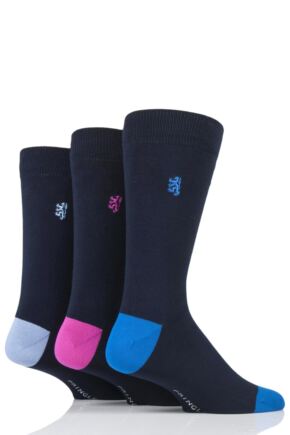 Mens 3 Pair Pringle Black Label Contrast Heel and Toe Bamboo Socks