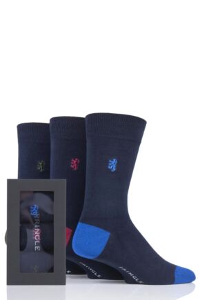 Mens 3 Pair Pringle of Scotland Gift Boxed Contrast Heel and Toe Bamboo Socks