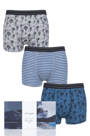 Mens 3 Pack Thought High in the Sky Bamboo Boxers Gift Box