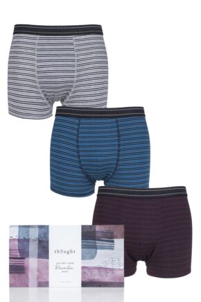 Mens 3 Pack Thought Striped Bamboo Boxers Gift Box