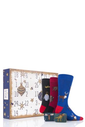 Mens 25 Pair SOCKSHOP Wild Feet Christmas Advent Calendar Socks