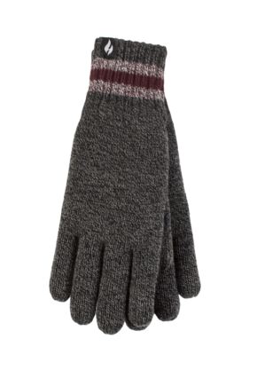 Mens 1 Pack SOCKSHOP Heat Holders Cedar Stripe Cuff Gloves