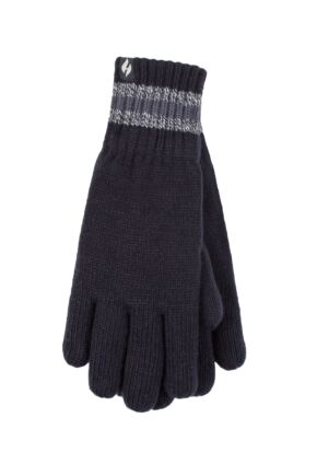 Mens 1 Pack SOCKSHOP Heat Holders Cedar Stripe Cuff Gloves