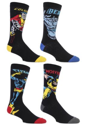 SockShop Marvel X-Men Wolverine, Beast, Cyclops and Colossus Cotton Socks