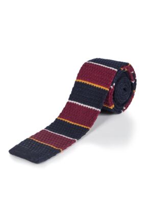 Moustard Striped Cotton Knitted Tie