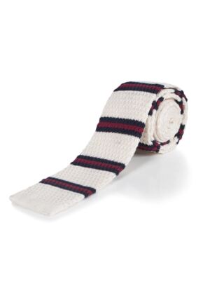 Moustard Striped Cotton Knitted Tie