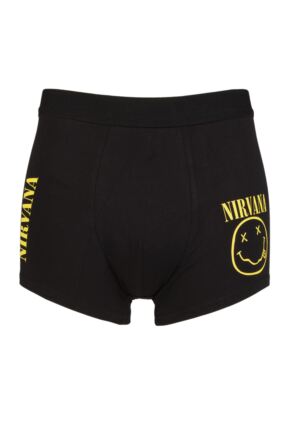 SOCKSHOP Music Collection 1 Pack Nirvana Boxer Shorts Black Medium