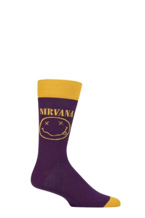 SOCKSHOP Music Collection 1 Pair Nirvana Cotton Socks Happy Face One Size