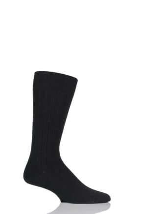 Mens 1 Pair John Smedley Omega Plain Ribbed Socks