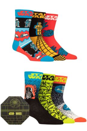 Happy Socks 6 Pair Star Wars Death Star Gift Boxed Cotton Socks