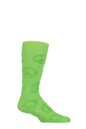 Mens and Ladies 1 Pair Happy Socks Peace Sign Socks Light Green 7.5-11.5 Unisex