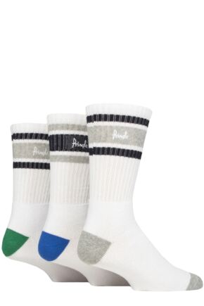 Mens 3 Pair Pringle Cotton Cushion Sports Socks White Grey / Blue / Green 7-11