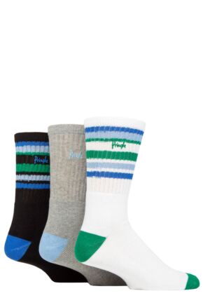 Mens 3 Pair Pringle Plain and Patterned Cotton Half-Cushioned Sports Socks