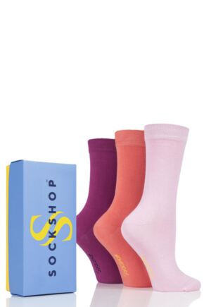 Ladies 3 Pair SOCKSHOP Bamboo Bright Gift Boxed Socks