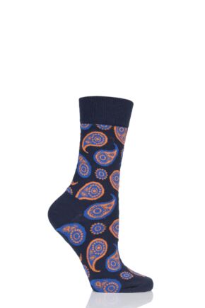 Mens and Ladies 1 Pair Happy Socks Paisley Combed Cotton Socks