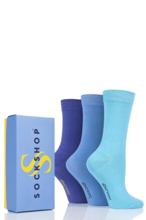 Ladies 3 Pair SOCKSHOP Bamboo Bright Gift Boxed Socks