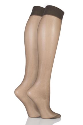 Ladies 2 Pair Pretty Polly Everyday Silver Fresh Support Knee Highs
