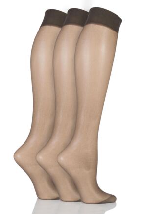 Ladies 3 Pair Pretty Polly Everyday Silver Fresh Knee Highs