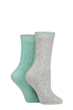 Ladies 2 Pair SOCKSHOP Wildfeet Cashmere and Merino Wool Blend Sparkle Lurex Socks