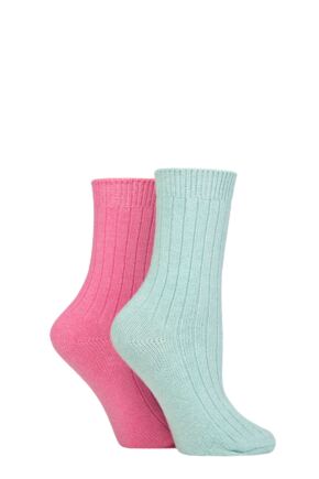 Ladies 2 Pair SOCKSHOP Wildfeet Cashmere Socks