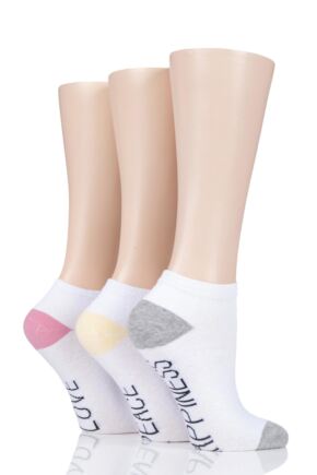 Ladies 3 Pair SOCKSHOP Wild Feet Slogan Cotton Trainer Socks