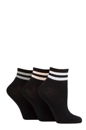 Ladies 3 Pair SOCKSHOP Wildfeet Plain Mid Cut Ribbed Crew Socks