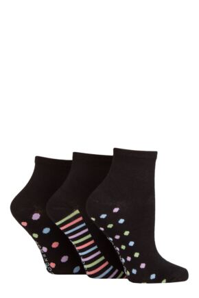 Ladies 3 Pair SOCKSHOP Patterned Bamboo Ankle Socks