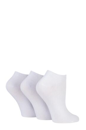 Ladies 3 Pair SOCKSHOP Bamboo Trainer Socks with Smooth Toe Seams White