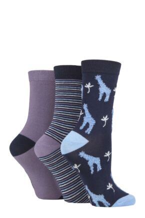 Ladies 3 Pair SOCKSHOP Bamboo Feather Socks