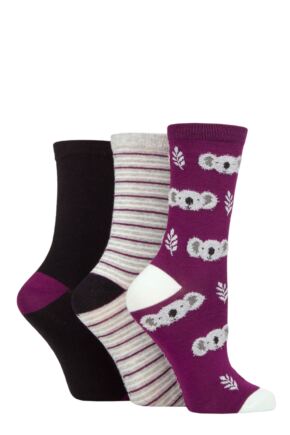 Ladies 3 Pair SOCKSHOP Bamboo Feather Socks