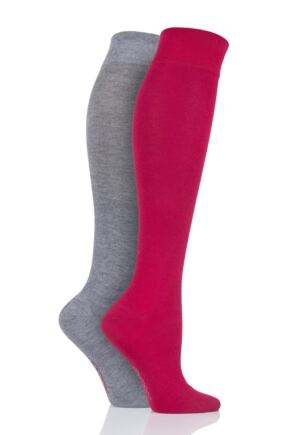 Ladies 2 Pair Sockshop Plain Bamboo Knee High Socks with Smooth Toe Seams