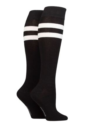 Ladies 2 Pair SOCKSHOP Plain and Patterned Bamboo Knee High Socks with Smooth Toe Seams