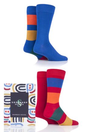 Mens 4 Pair SOCKSHOP Gift Boxed Bamboo Colour Burst Socks