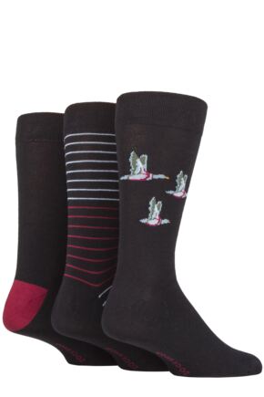 Men's 3 Pair SOCKSHOP Plain, Patterned, Striped and Heel & Toe Bamboo Socks
