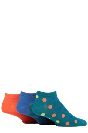 Mens 3 Pair SOCKSHOP Speckled Bamboo Trainer Socks Mandarin / Ripple Green 7-11