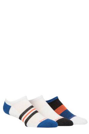 Mens 3 Pair SOCKSHOP Bamboo Cushioned Trainer Socks White / Mandarin 7-11