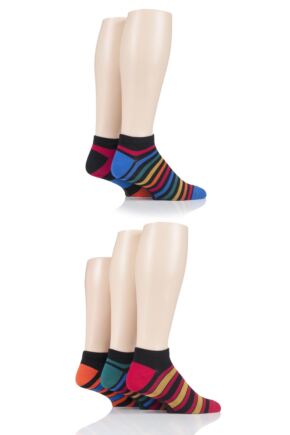 Mens 5 Pair SOCKSHOP Bamboo Striped and Plain Trainer Socks