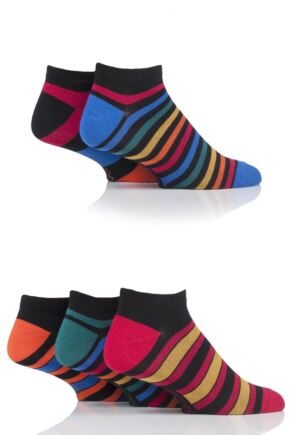 Mens 5 Pair SOCKSHOP Bamboo Striped and Plain Trainer Socks