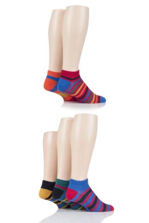 Mens 5 Pair SOCKSHOP Bamboo Striped and Plain Trainer Socks