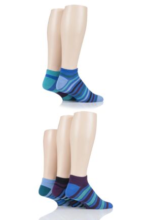 Mens 5 Pair SOCKSHOP Bamboo Striped and Plain Trainer Socks