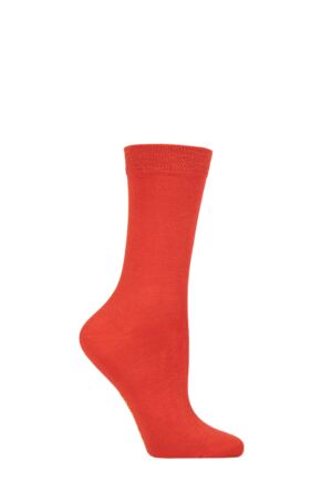 Women's 1 Pair SOCKSHOP Colour Burst Bamboo Socks with Smooth Toe Seams Diamond and Rust 4-8