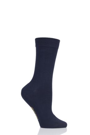 Ladies 1 Pair SOCKSHOP Colour Burst Bamboo Socks with Smooth Toe Seams In The Navy 4-8 Ladies