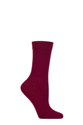 Ladies 1 Pair SOCKSHOP Colour Burst Bamboo Socks with Smooth Toe Seams Red Red Wine 4-8