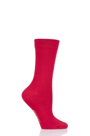 Ladies 1 Pair SOCKSHOP Colour Burst Bamboo Socks with Smooth Toe Seams Redder than Red 4-8 Ladies