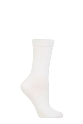 Ladies 1 Pair SOCKSHOP Colour Burst Bamboo Socks with Smooth Toe Seams White Wedding 4-8