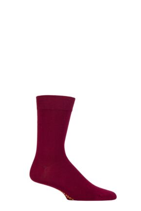 Mens 1 Pair SOCKSHOP Colour Burst Bamboo Socks with Smooth Toe Seams Red Red Wine 7-11