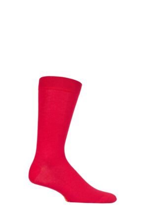 Mens 1 Pair SOCKSHOP Colour Burst Bamboo Socks with Smooth Toe Seams Redder Than Red 7-11